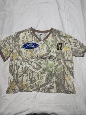 Ford Built Ford Tough FX4 Off-Road RealTree Camo V-Neck Jersey Shirt XXL Rare